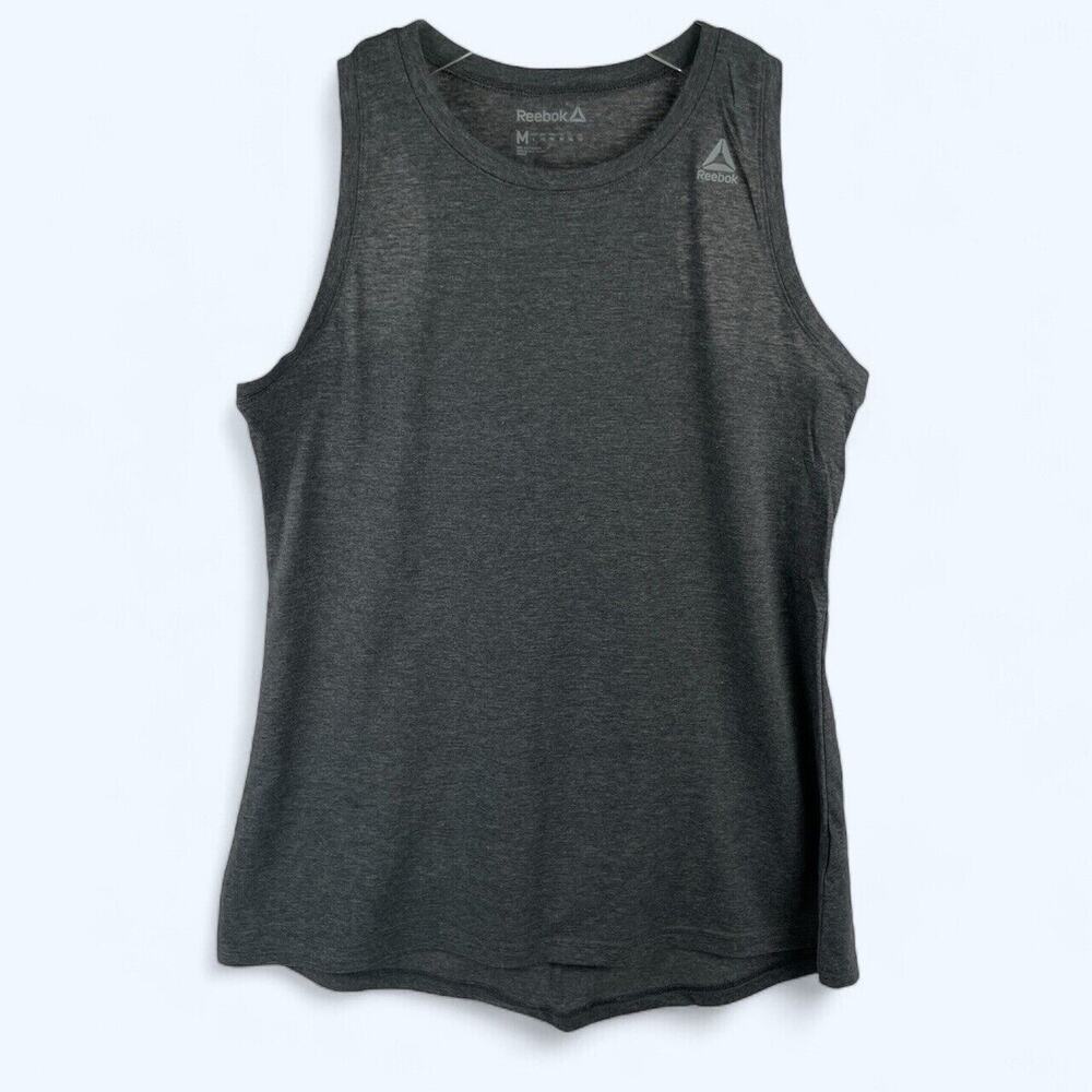 Reebok Women's Tank Loose fit Hi-Lo Sleeveless Racer Back Gray T-shirt M